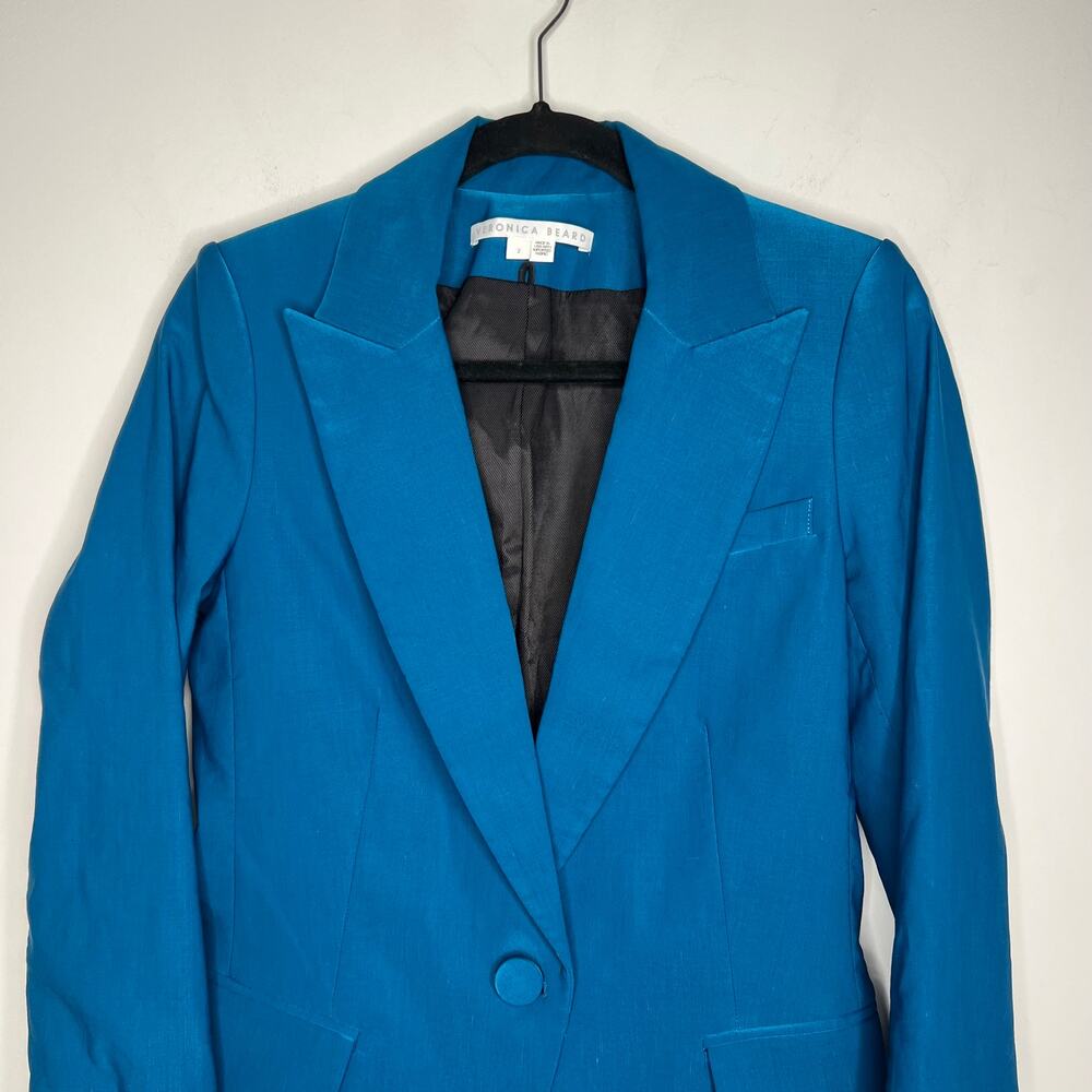 Veronica Beard Long and Lean Blue Hourglass Blazer Jacket Size 2 - Picture 4 of 11